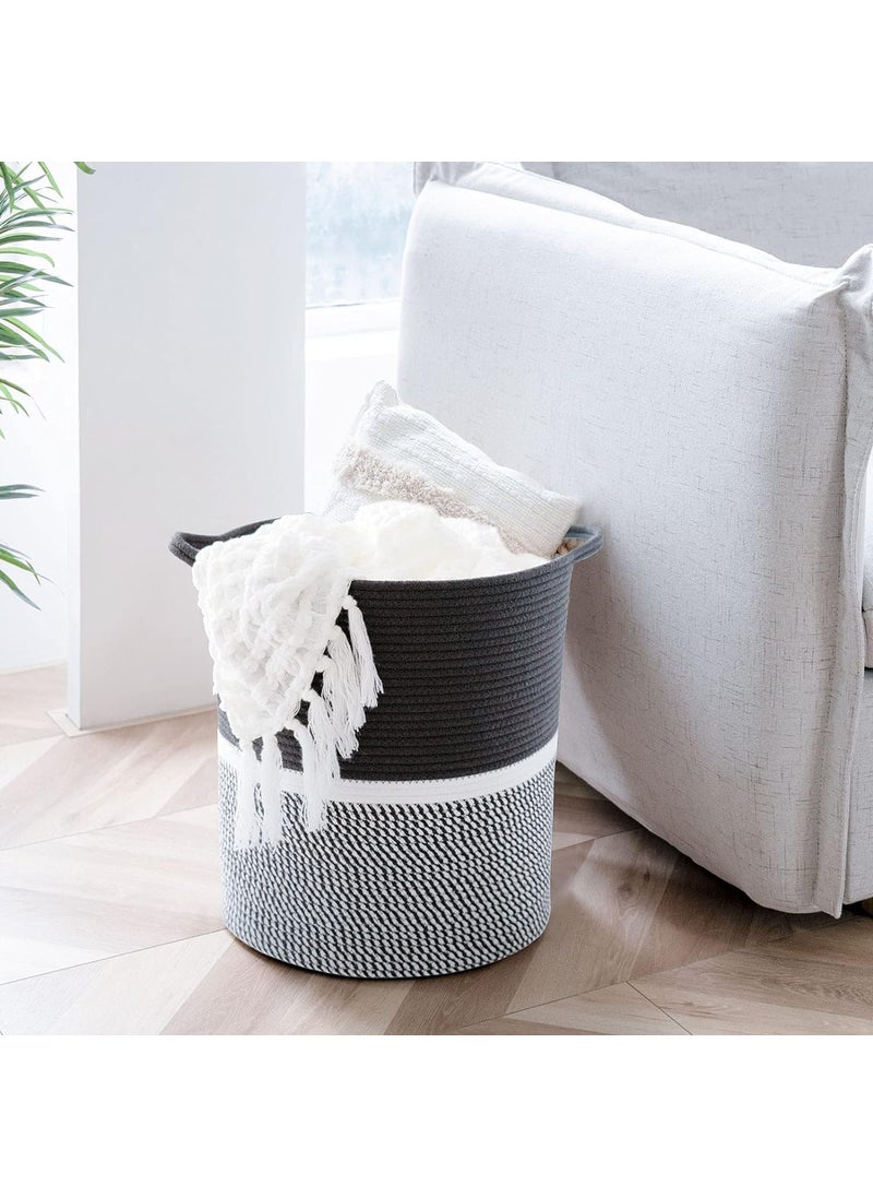 ALBY Large Cotton Rope Basket 142 x 134 x 162 inches Baby Laundry Toy Basket Storage Kids Tall Woven Basket Blanket Nursery Hamper Bin