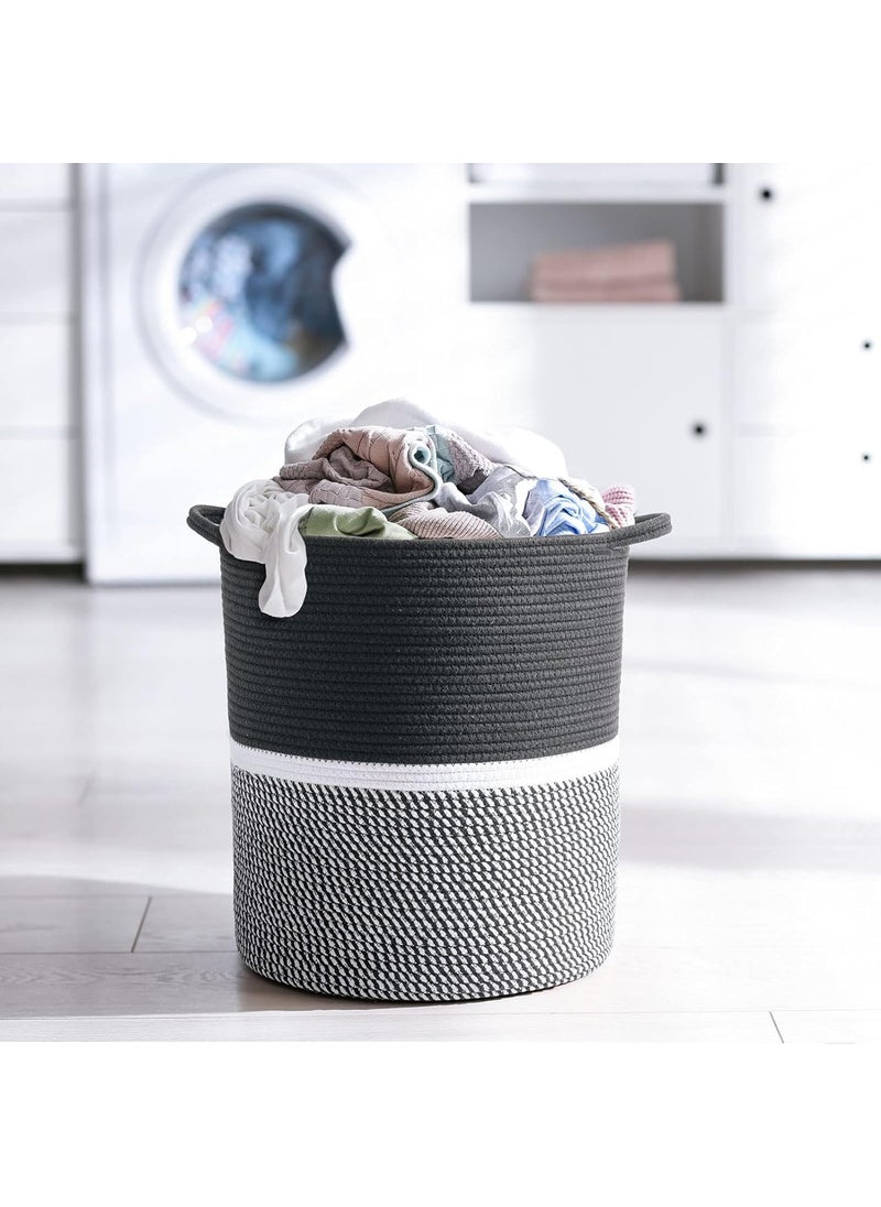 ALBY Large Cotton Rope Basket 142 x 134 x 162 inches Baby Laundry Toy Basket Storage Kids Tall Woven Basket Blanket Nursery Hamper Bin