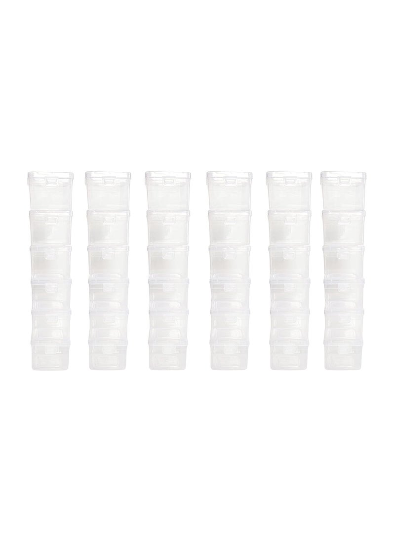 Feliz Clear Plastic Small Storage Boxes Size 325 x 325 x 25 inches Set of 36