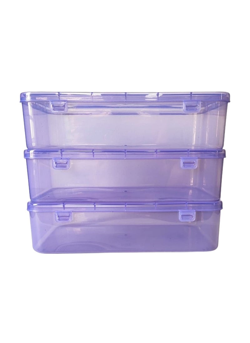 Feliz Purple Coloured Plastic Large Storage Boxes Size 115x75x275 inches Set of 3 Rectangular