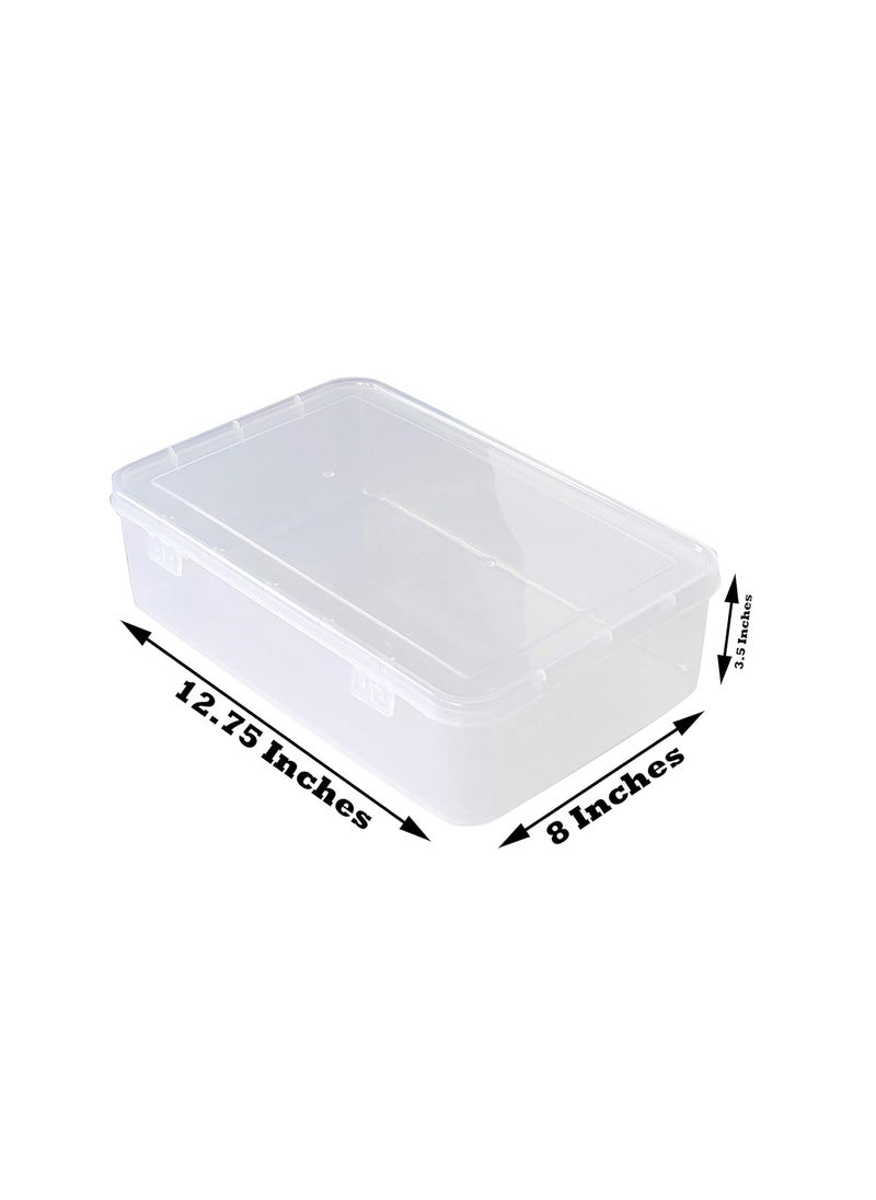 Feliz Clear Plastic Large Rectangular Storage Boxes Size 1275x8x35 inches Set of 2 Transparent