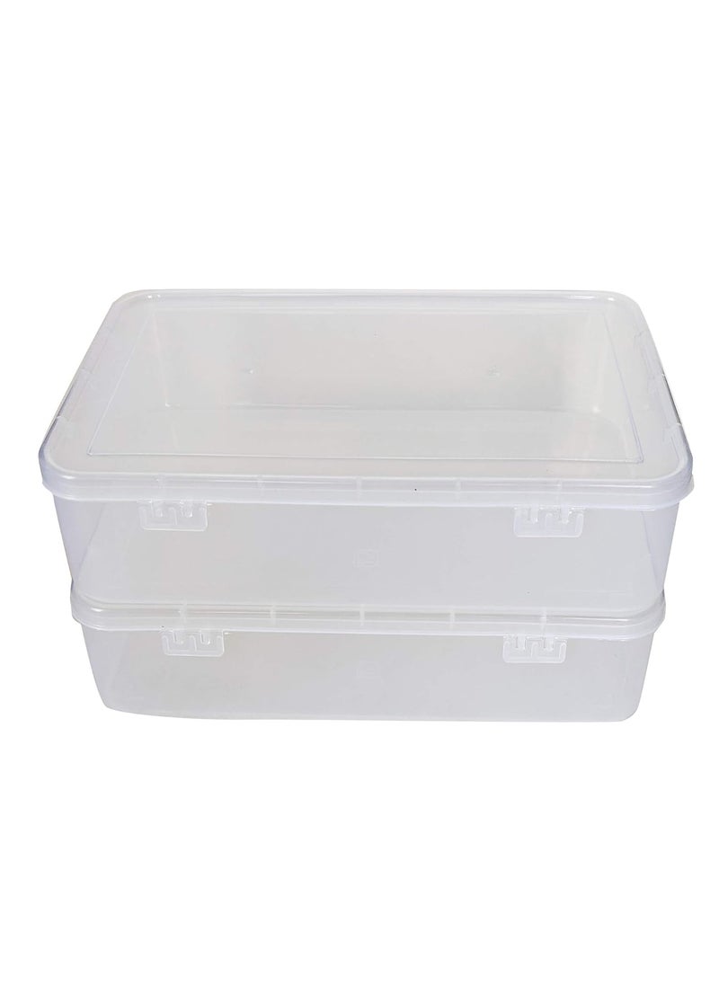 Feliz Clear Plastic Large Rectangular Storage Boxes Size 1275x8x35 inches Set of 2 Transparent
