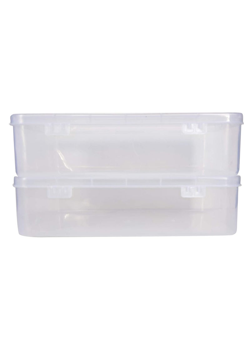 Feliz Clear Plastic Large Rectangular Storage Boxes Size 1275x8x35 inches Set of 2 Transparent