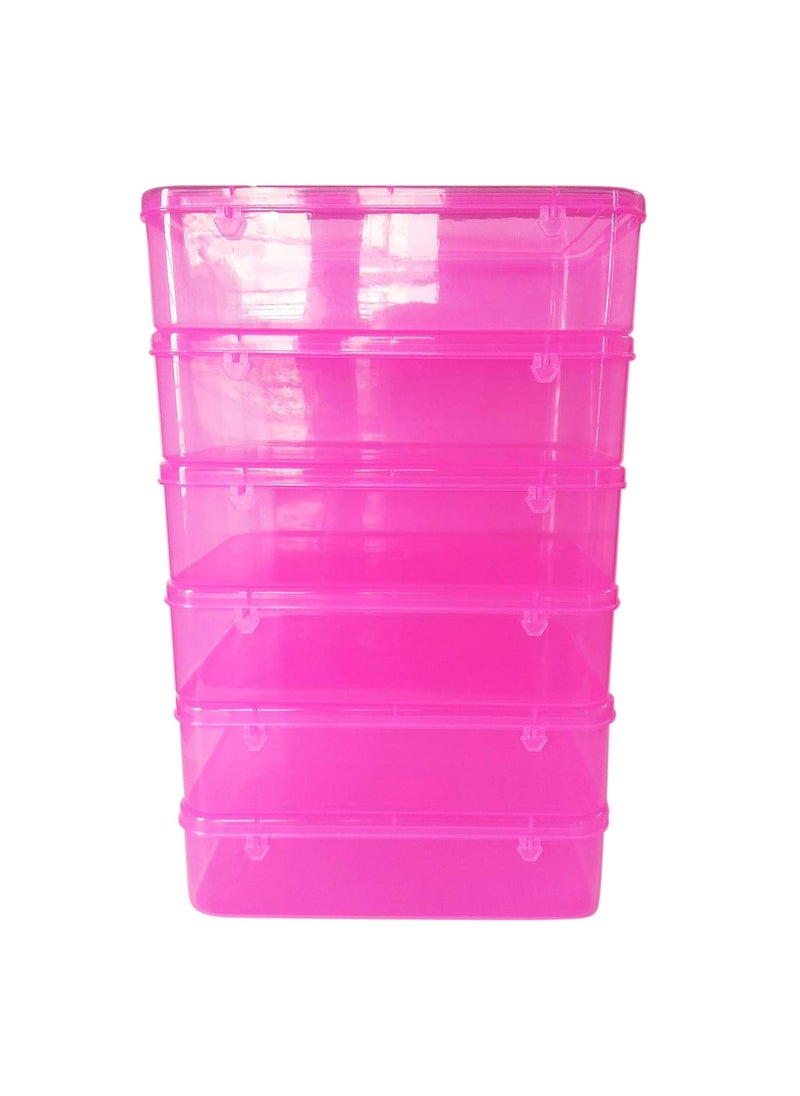 Feliz Plastic Rectangular Storage Boxes Size 115x75x275 inches Set of 6 Pink Coloured large