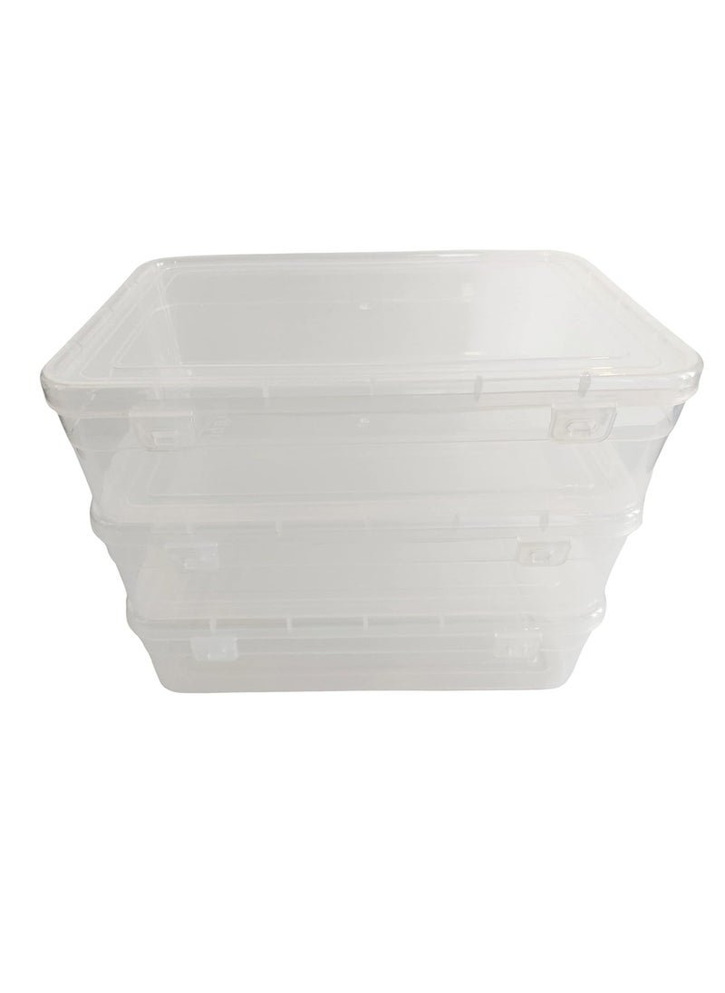 Feliz Clear Plastic Medium Storage Boxes Size 14 x 875 x 4 inches Set of 3