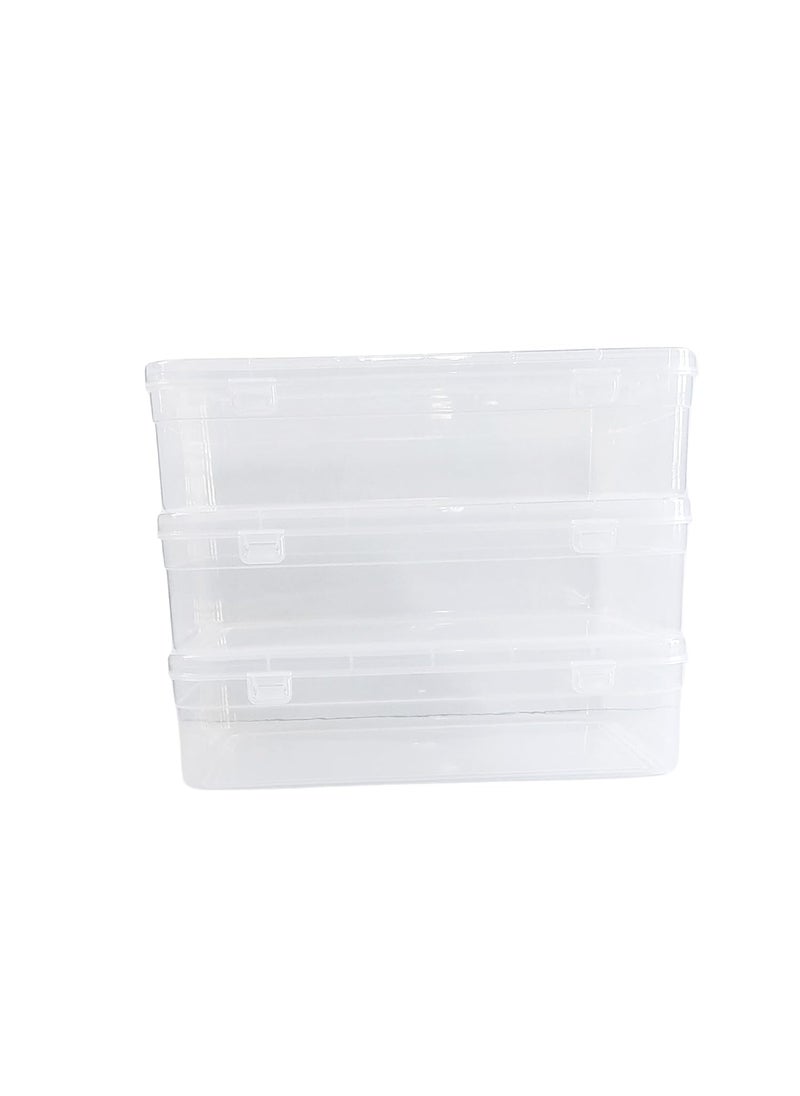 Feliz Clear Plastic Medium Storage Boxes Size 14 x 875 x 4 inches Set of 3