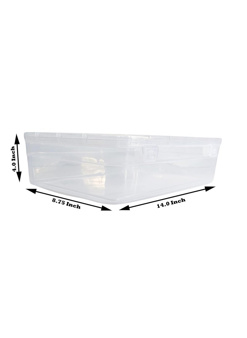 Feliz Clear Plastic Medium Storage Boxes Size 14 x 875 x 4 inches Set of 3