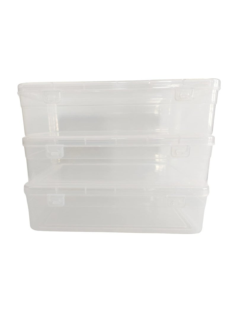 Feliz Clear Plastic Medium Storage Boxes Size 14 x 875 x 4 inches Set of 3