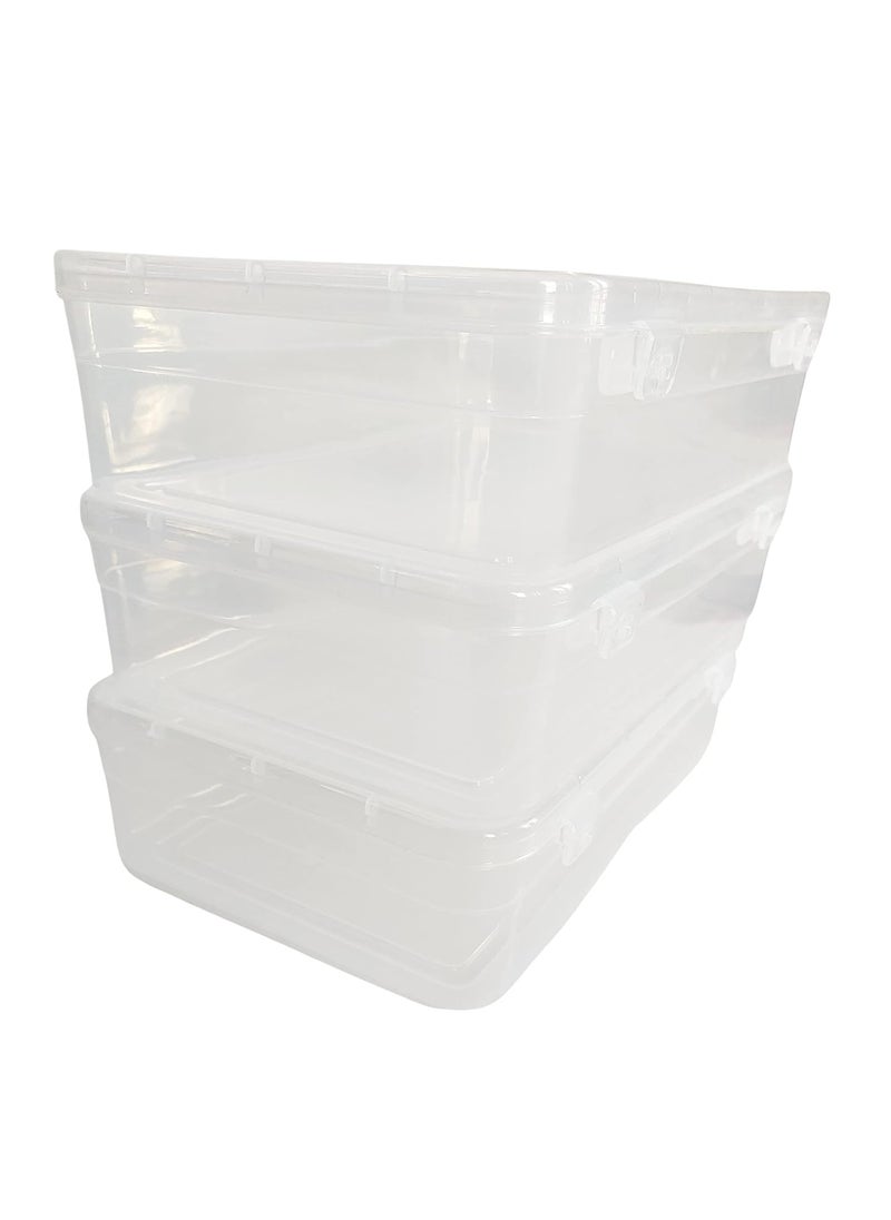 Feliz Clear Plastic Medium Storage Boxes Size 14 x 875 x 4 inches Set of 3