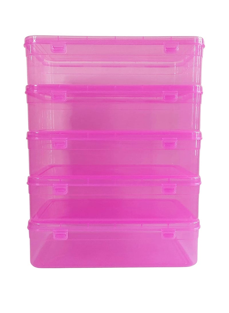 Feliz Pink Coloured Plastic Large Storage Boxes Size 115x75x275 inches Set of 5