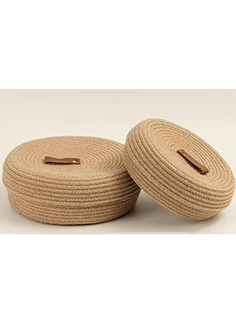 Mansa traders HOME mini rope laundry storage COTTON basket woven bag hamper baby nursery tray utility Box organizer for kids toys fruitsgiftsliving roomkitchenshelfs Brown