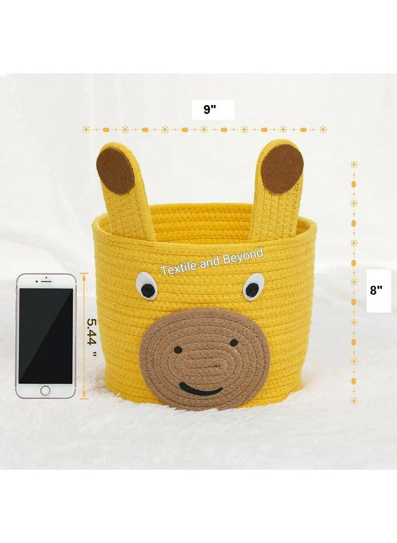 Textile and Beyond boho home decor box Kids rope storage book shelf jute fruit basket laundry cloth bag toys gift hamper set of 1 baby tray bucket organizer for new born living room boys girls giraff