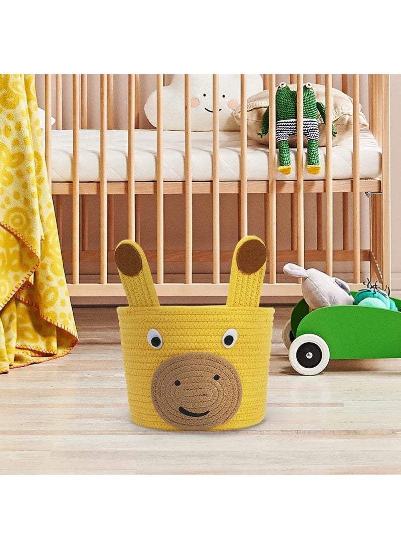 Textile and Beyond boho home decor box Kids rope storage book shelf jute fruit basket laundry cloth bag toys gift hamper set of 1 baby tray bucket organizer for new born living room boys girls giraff