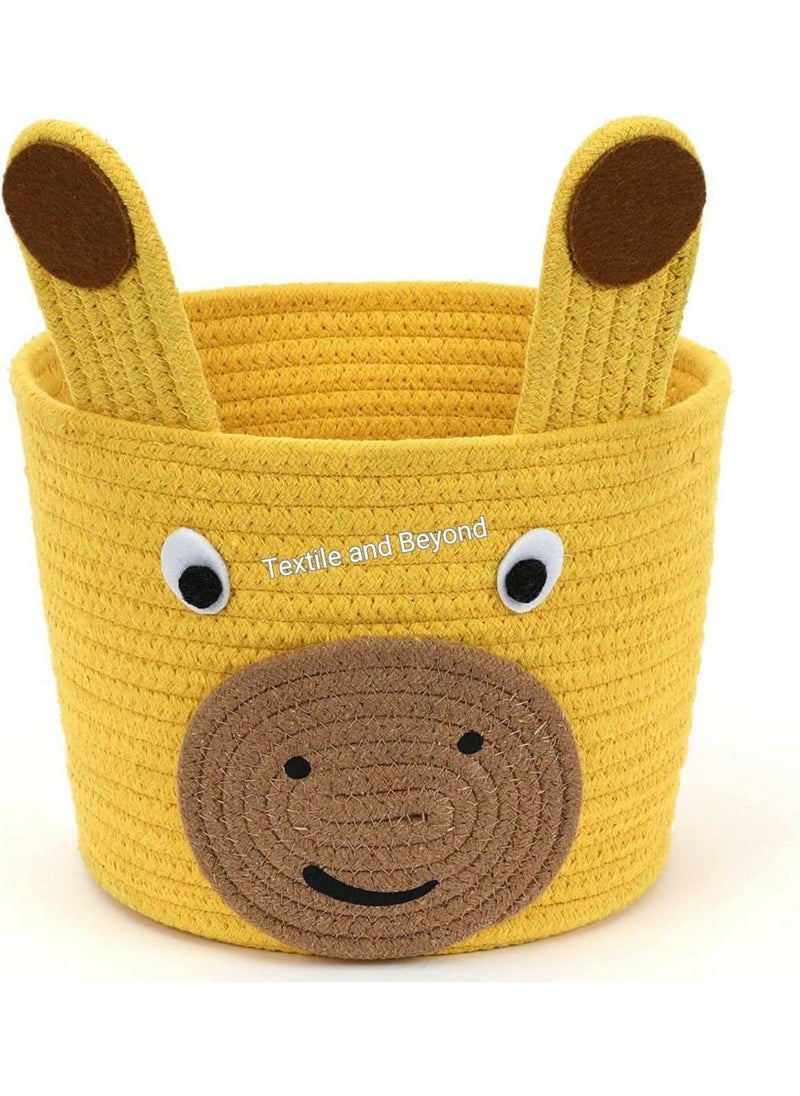 Textile and Beyond boho home decor box Kids rope storage book shelf jute fruit basket laundry cloth bag toys gift hamper set of 1 baby tray bucket organizer for new born living room boys girls giraff