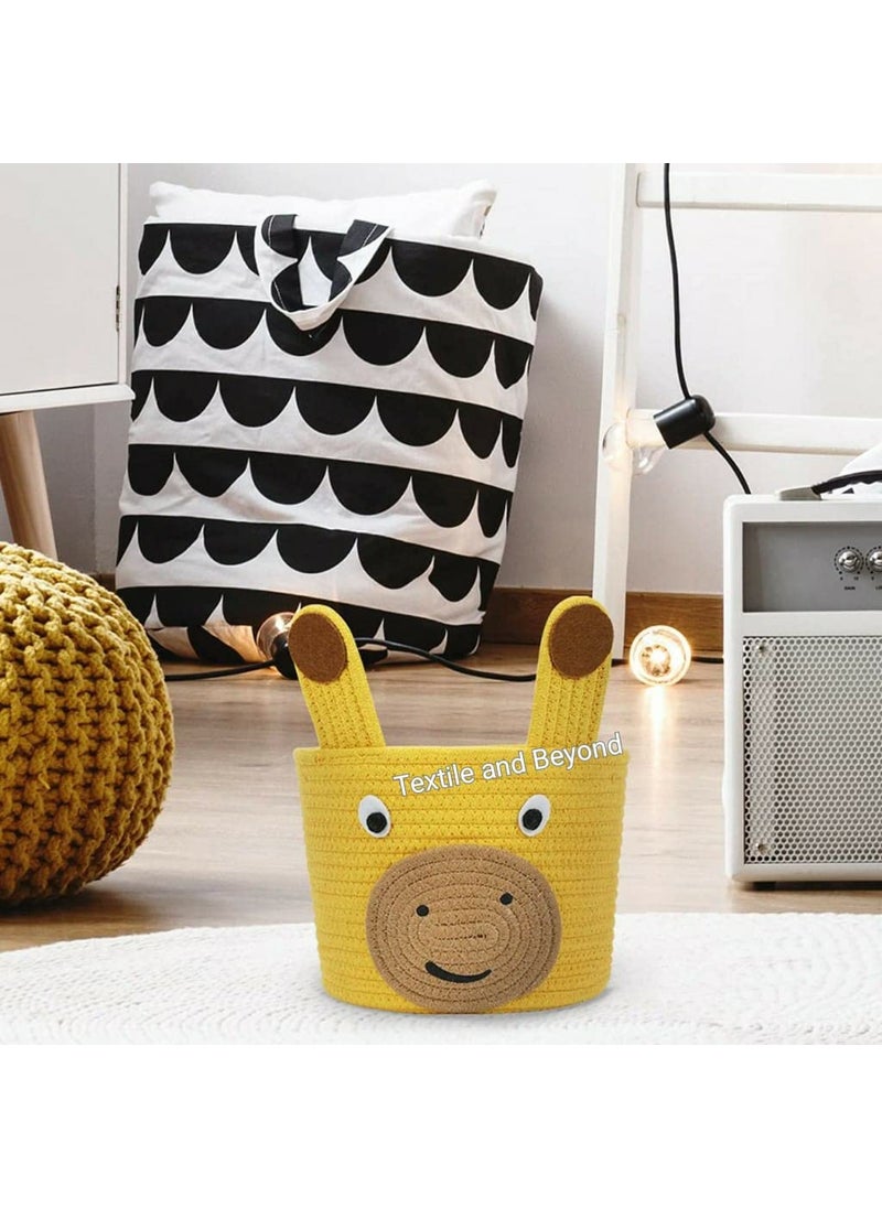 Textile and Beyond boho home decor box Kids rope storage book shelf jute fruit basket laundry cloth bag toys gift hamper set of 1 baby tray bucket organizer for new born living room boys girls giraff