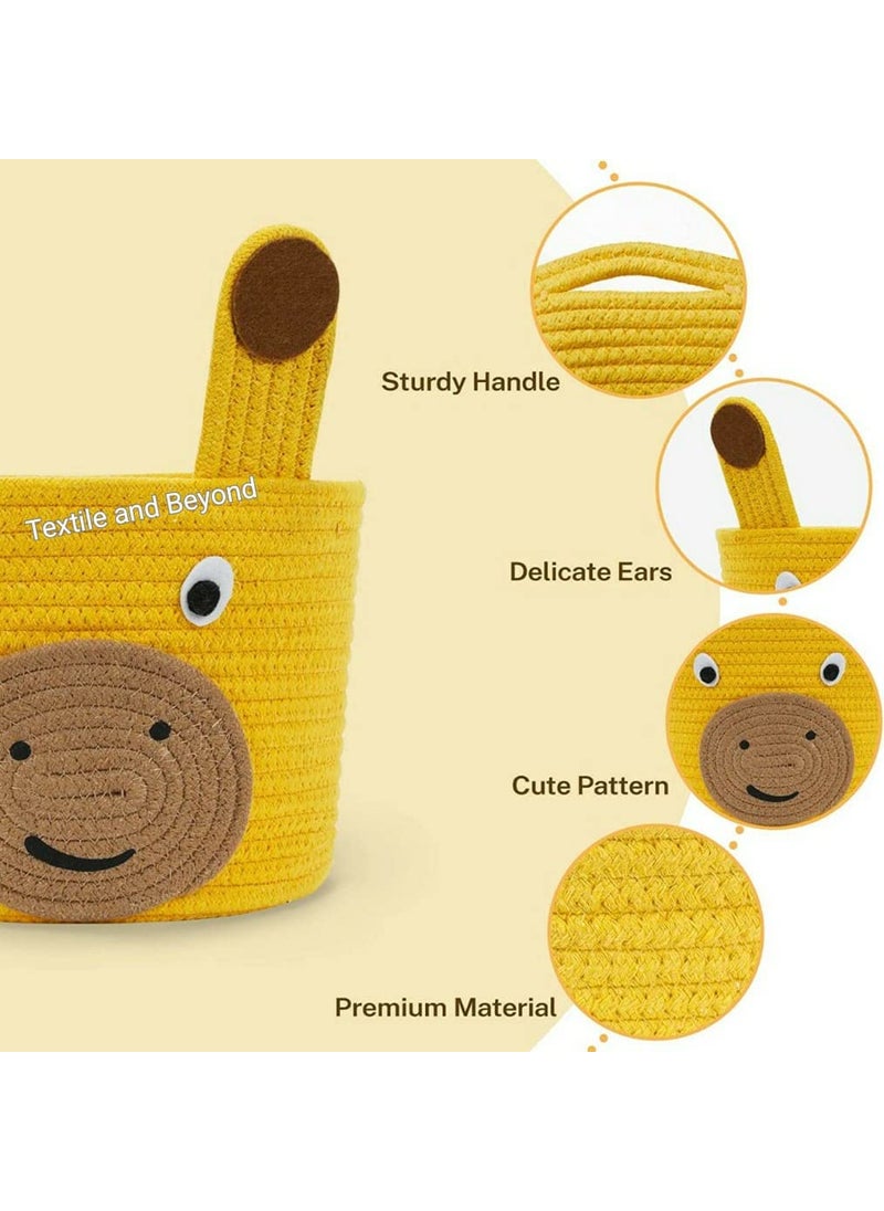 Textile and Beyond boho home decor box Kids rope storage book shelf jute fruit basket laundry cloth bag toys gift hamper set of 1 baby tray bucket organizer for new born living room boys girls giraff