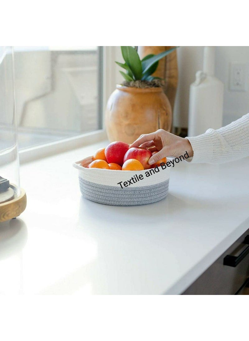 Textile and Beyond boho home decor small box rope storage book shelf jute fruit planter basket laundry cloth bag toy gift hamper set of 3 baby tray bucket organizer for livingroom kitchen washroom 16
