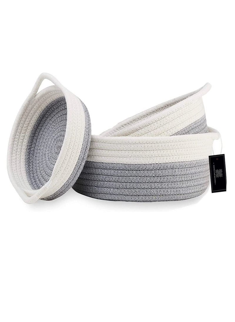Textile and Beyond boho home decor small box rope storage book shelf jute fruit planter basket laundry cloth bag toy gift hamper set of 3 baby tray bucket organizer for livingroom kitchen washroom 16