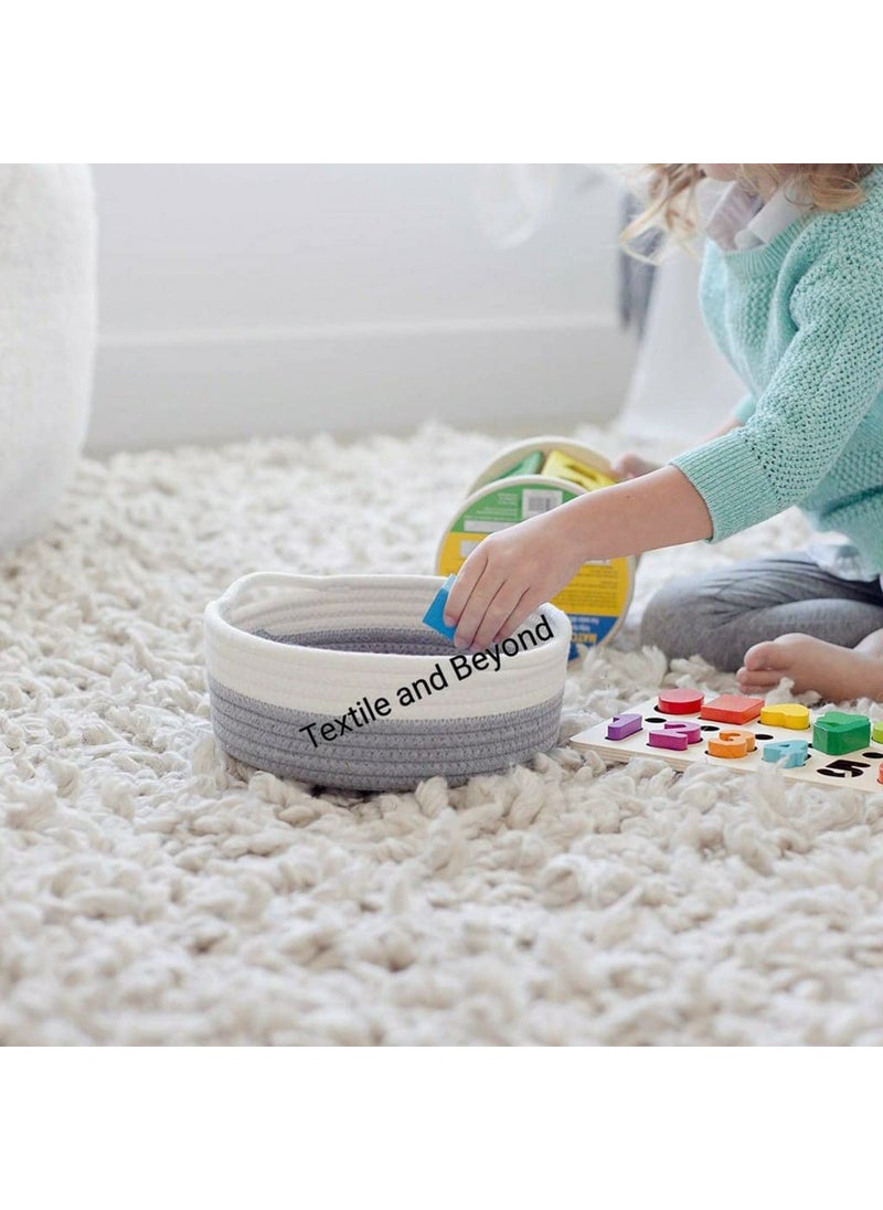 Textile and Beyond boho home decor small box rope storage book shelf jute fruit planter basket laundry cloth bag toy gift hamper set of 3 baby tray bucket organizer for livingroom kitchen washroom 16