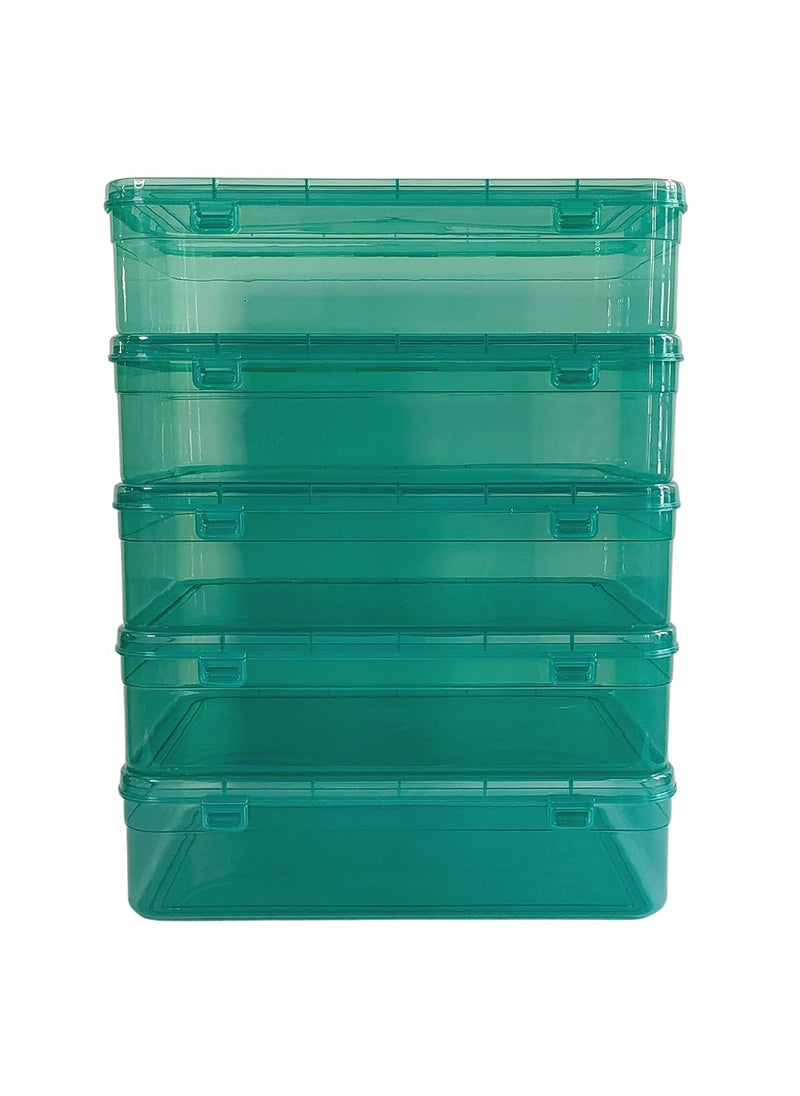 Feliz Green Coloured Plastic Large Storage Boxes Size 115x75x275 inches Set of 5