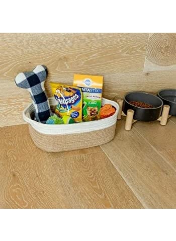 Gleckn Boho Mini Rope Paper Storage Jute Woven Shelf Basket Hamper Baby Nursery Tray Bucket Organizer Gifts Set of 3 for Kids ToysFruitsLiving RoomBathroomKitchenOffice Set 13
