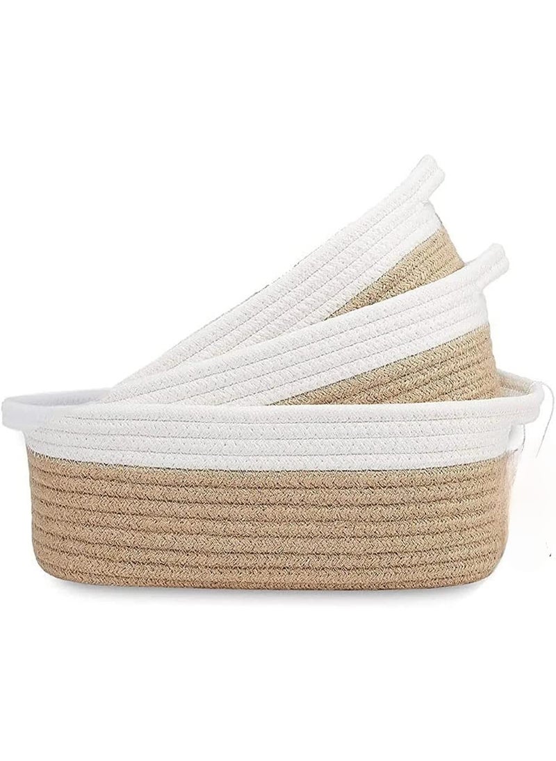 Gleckn Boho Mini Rope Paper Storage Jute Woven Shelf Basket Hamper Baby Nursery Tray Bucket Organizer Gifts Set of 3 for Kids ToysFruitsLiving RoomBathroomKitchenOffice Set 13