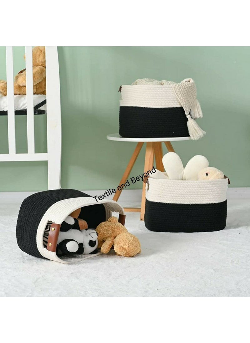 Textile and Beyond boho home decor box rope storage book shelf jute fruit planter basket laundry clothes bag toy gift hamper set of 1 baby tray bucket organizer for living room kitchen washroom 26