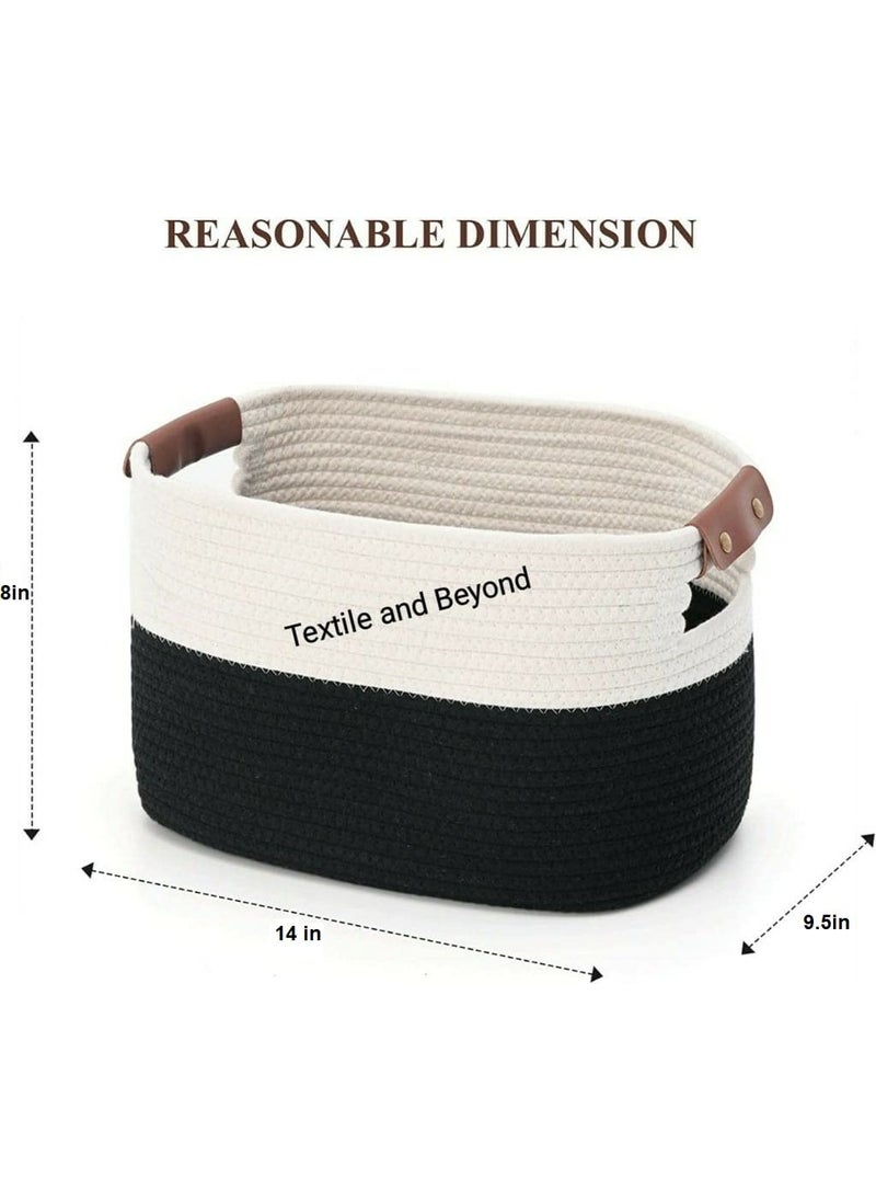 Textile and Beyond boho home decor box rope storage book shelf jute fruit planter basket laundry clothes bag toy gift hamper set of 1 baby tray bucket organizer for living room kitchen washroom 26
