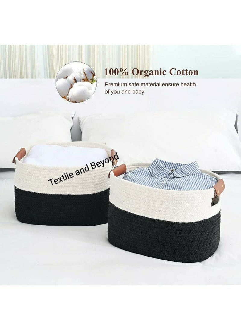 Textile and Beyond boho home decor box rope storage book shelf jute fruit planter basket laundry clothes bag toy gift hamper set of 1 baby tray bucket organizer for living room kitchen washroom 26