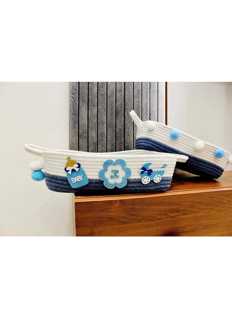 Textile and Beyond boho Rectangle Felt Rope Storage cotton Woven Shelf Basket Hamper Baby Nursery Tray Bucket Organizer Gifts for Kids ToysFruitsLiving RoomBathroomKitchenOffice Set 121