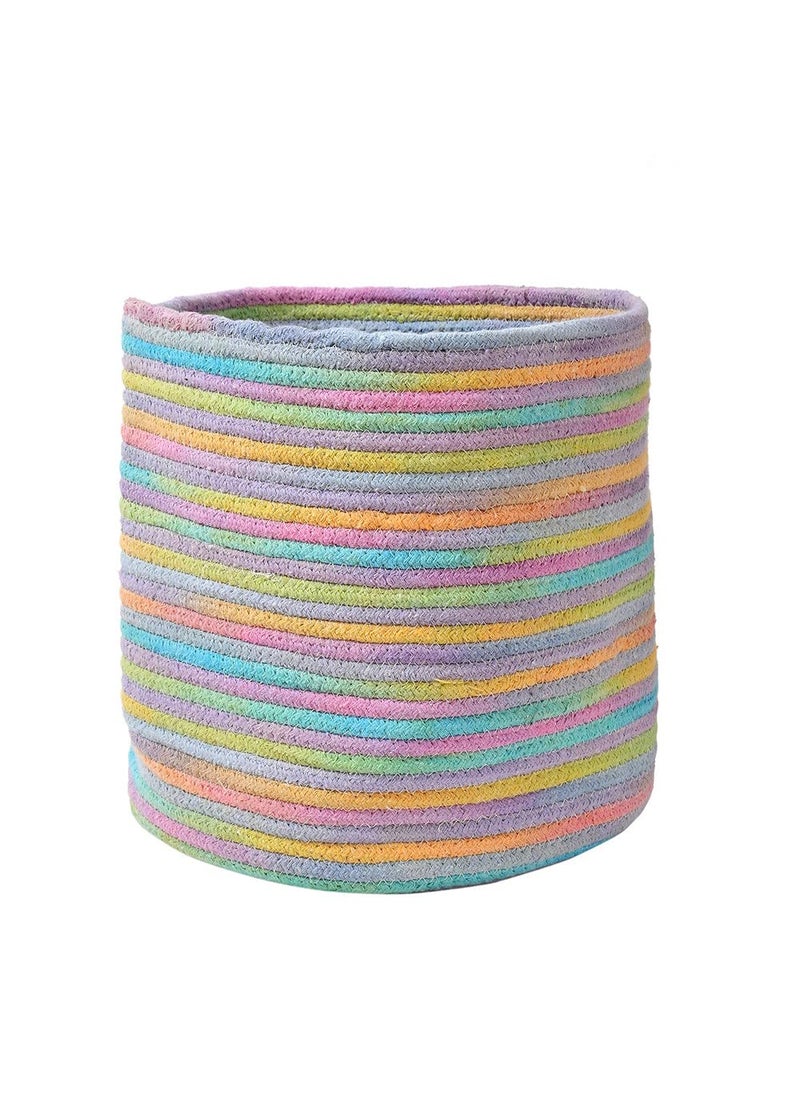 pepme Colorful stripes cotton basket Multi Color 12x12 inches