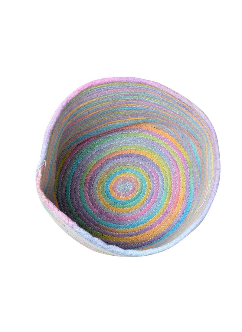pepme Colorful stripes cotton basket Multi Color 12x12 inches