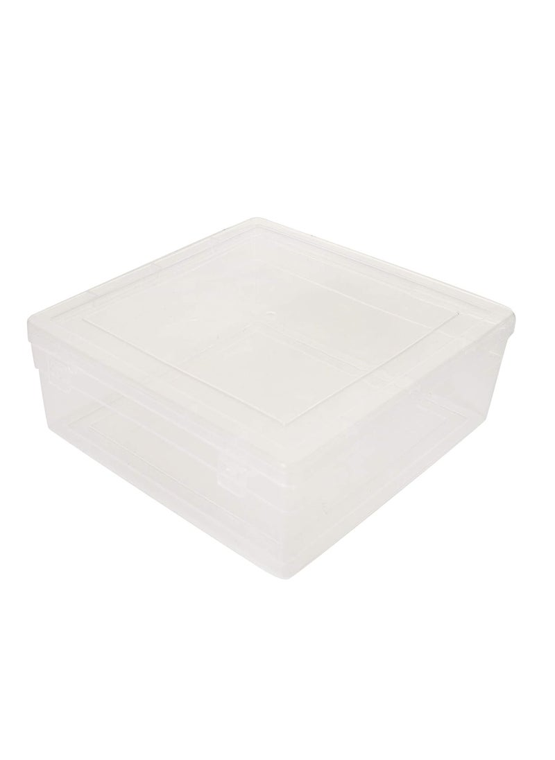 Feliz Clear Plastic Square Storage Boxes Size 65 x 65 x 25 Inches Set of 12