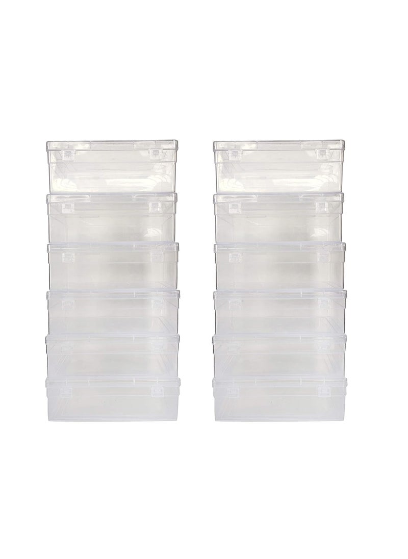 Feliz Clear Plastic Square Storage Boxes Size 65 x 65 x 25 Inches Set of 12