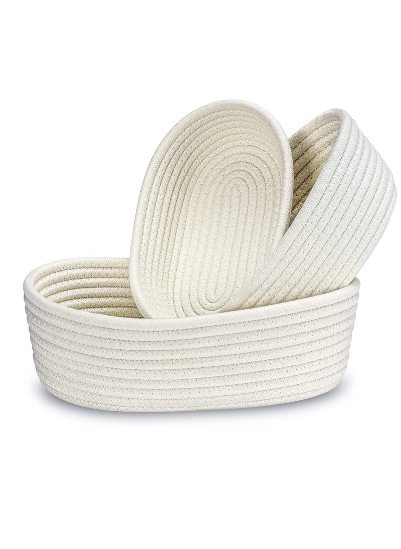 Textile and Beyond Mini Rope Woven Storage Basket Cotton Paper Tray Baby Nursery Organizer Shelf Basket for Toys Fruits Kitchen Office
