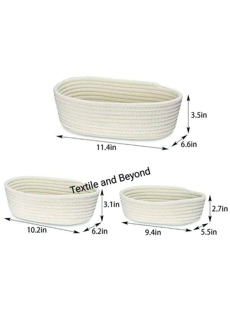 Textile and Beyond Mini Rope Woven Storage Basket Cotton Paper Tray Baby Nursery Organizer Shelf Basket for Toys Fruits Kitchen Office