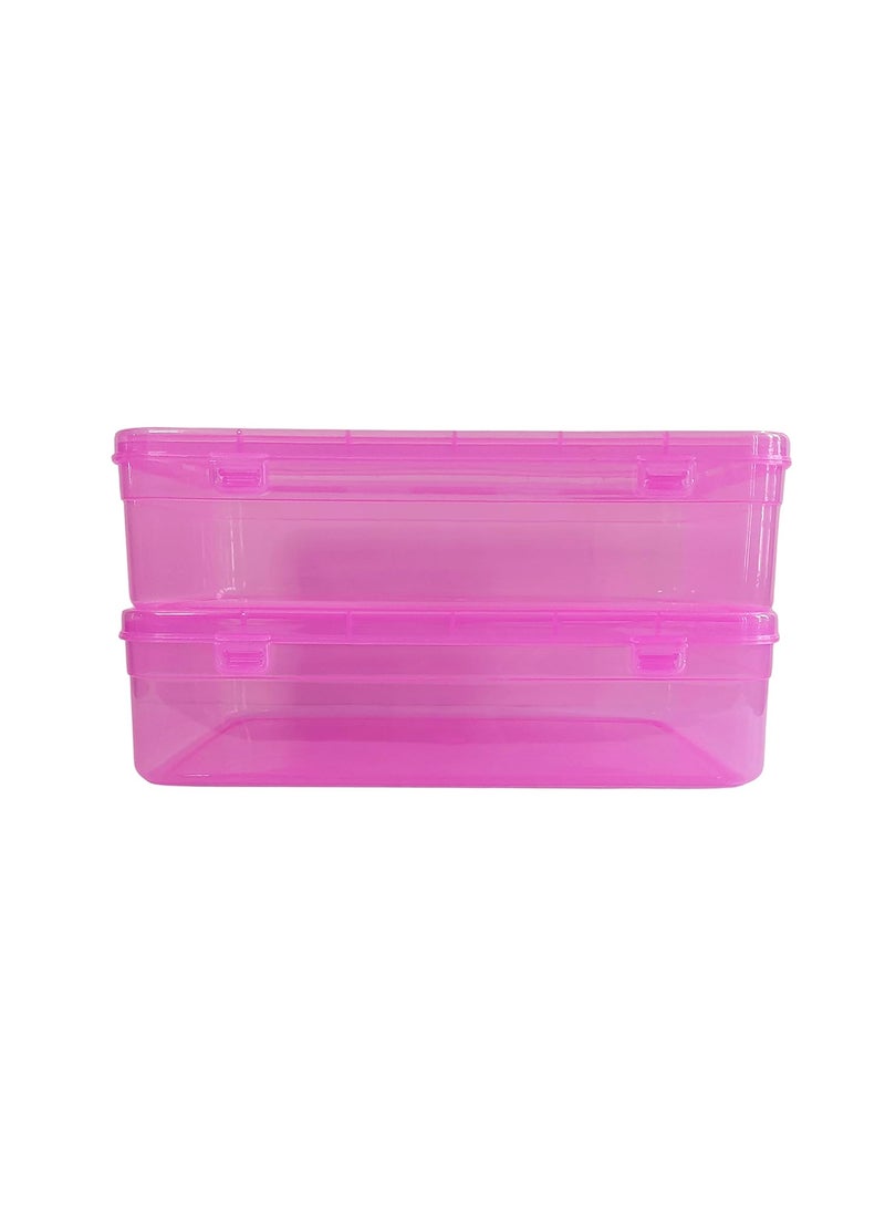 Feliz Pink Coloured Plastic Large Storage Boxes Size 115x75x275 inches Set of 2