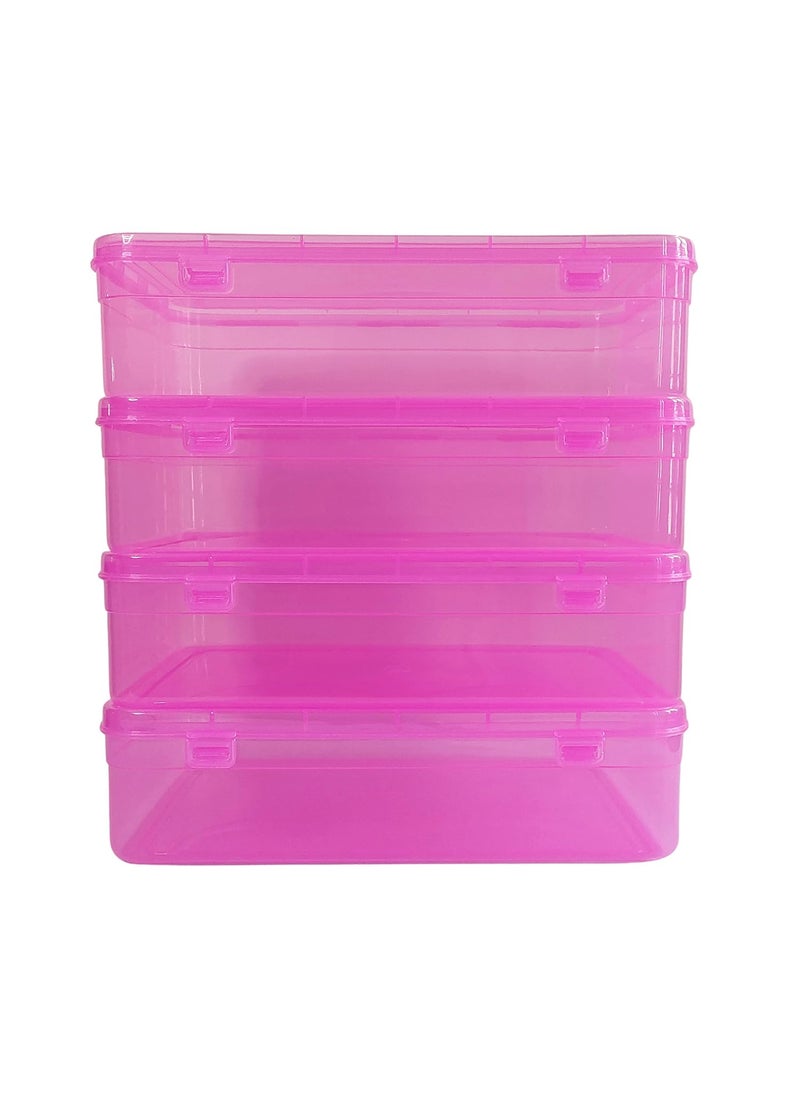 Feliz Pink Coloured Plastic Large Storage Boxes Size 115x75x275 inches Set of 4