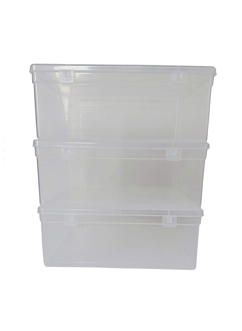 Feliz Clear Plastic Large Storage Boxes size 9 x 75 x 35 Inches set of 3