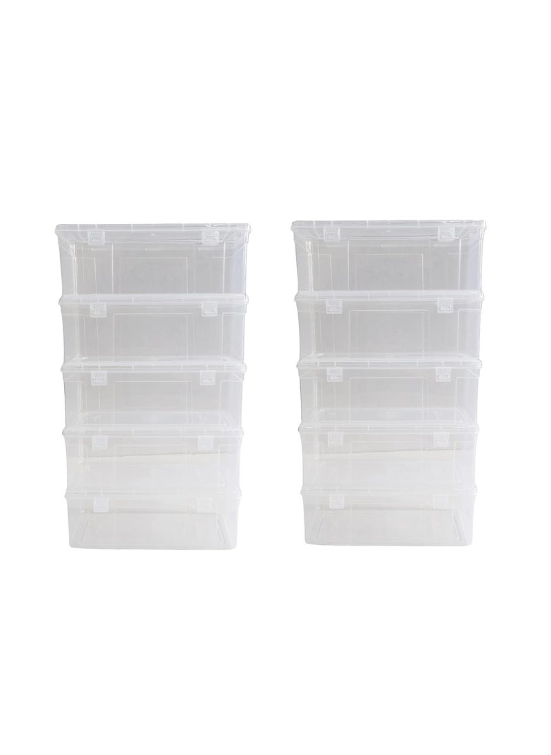 Feliz Clear Plastic Medium Storage Boxes Size 875 x 35 x 325 inches Set of 10