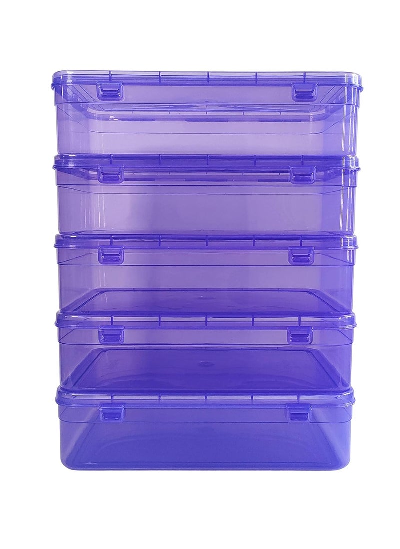 Feliz Purple Coloured Plastic Large Storage Boxes Size 115x75x275 inches Set of 5