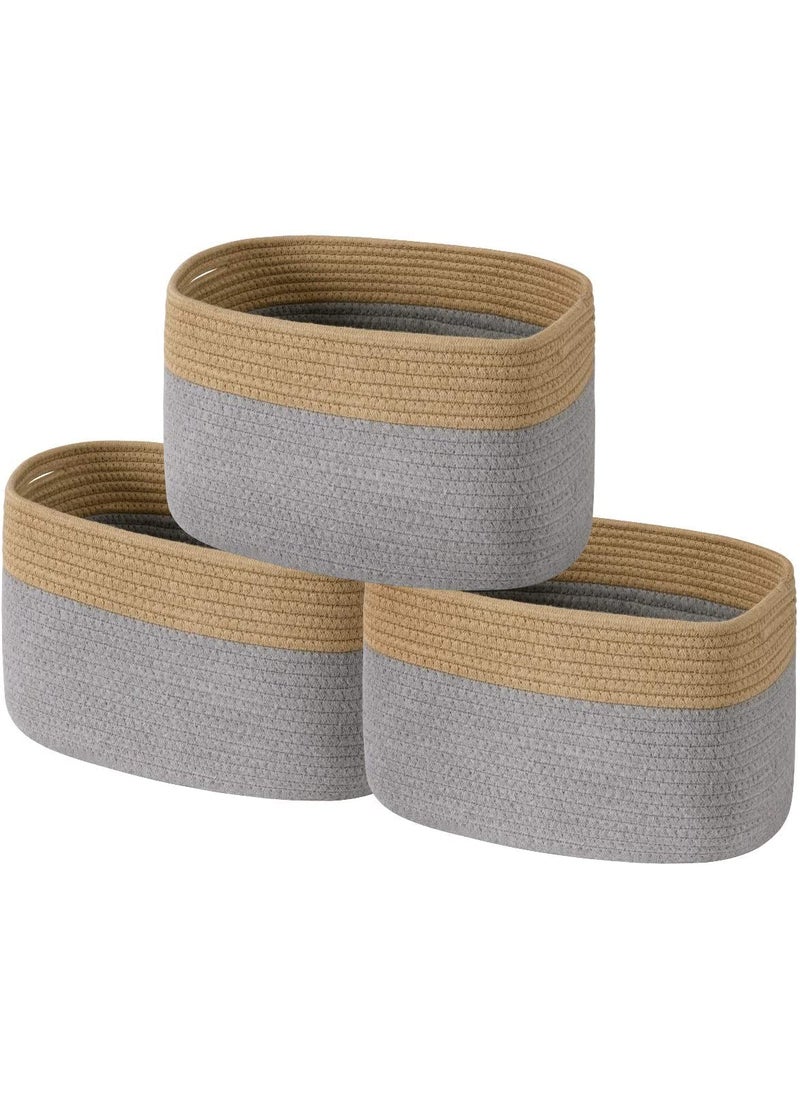 Textile and Beyond Jute Rope Storage Basket Set of 3 Multipurpose Small Box for Bookshelf Laundry Toys Gift Hamper Home Decor