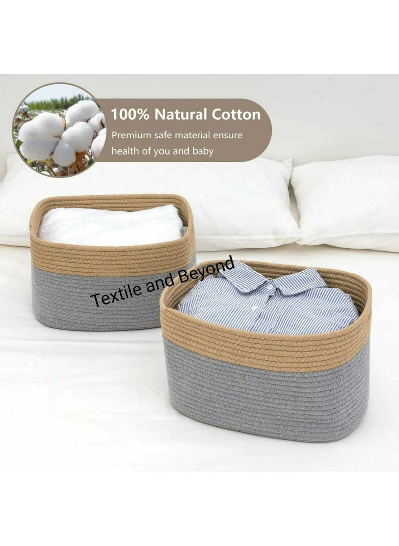 Textile and Beyond Jute Rope Storage Basket Set of 3 Multipurpose Small Box for Bookshelf Laundry Toys Gift Hamper Home Decor
