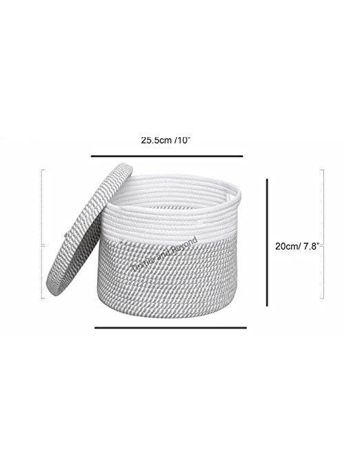 Textile and Beyond Boho Home Decor Small Box Rope Storage Organizer Jute Basket for Fruits Laundry Toy Gift Hamper Baby Tray for Living Room Kitchen Washroom 10x8 Inches