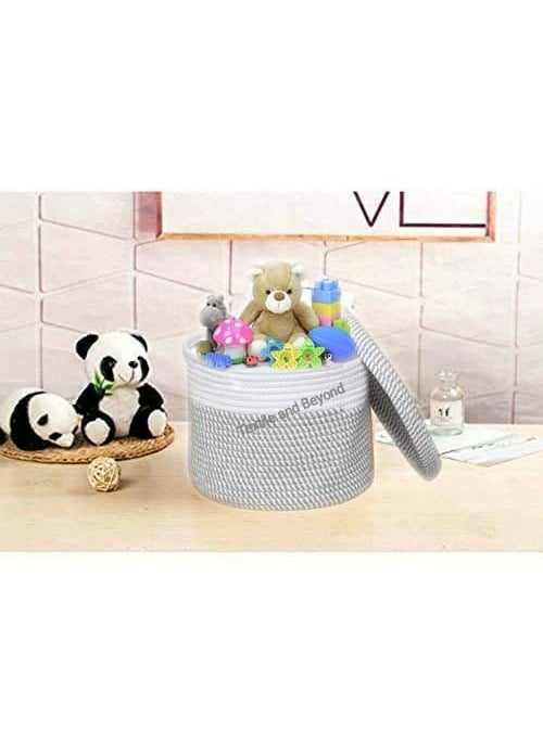 Textile and Beyond Boho Home Decor Small Box Rope Storage Organizer Jute Basket for Fruits Laundry Toy Gift Hamper Baby Tray for Living Room Kitchen Washroom 10x8 Inches