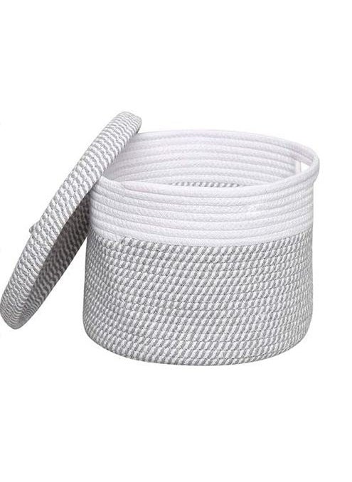 Textile and Beyond Boho Home Decor Small Box Rope Storage Organizer Jute Basket for Fruits Laundry Toy Gift Hamper Baby Tray for Living Room Kitchen Washroom 10x8 Inches