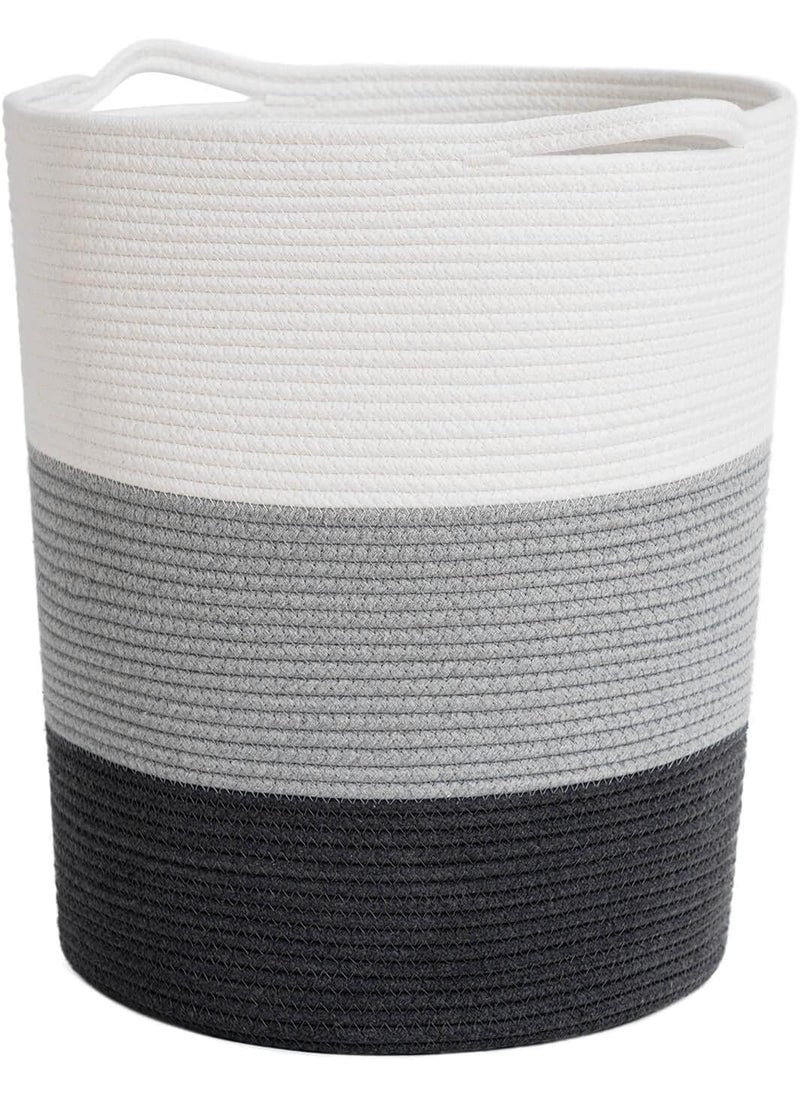 LBY 17 x 15 x 13 inches Grey Baby Laundry Basket Thread Cotton Rope Basket Toy Storage Basket Organizer Tall Woven Basket Blanket Storage Baby Laundry Nursery Hamper for Living Room Toy Gifts