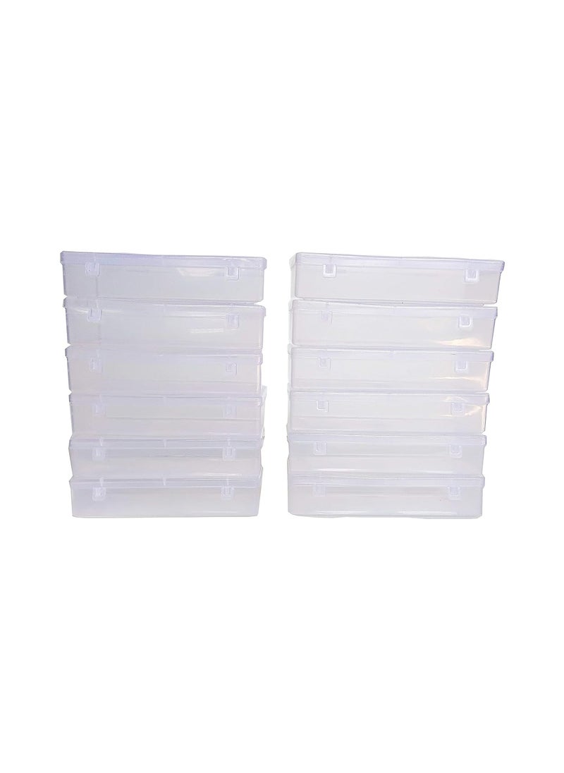 Feliz Clear Plastic Small Storage Boxes Size 65x325x13 in Set of 12