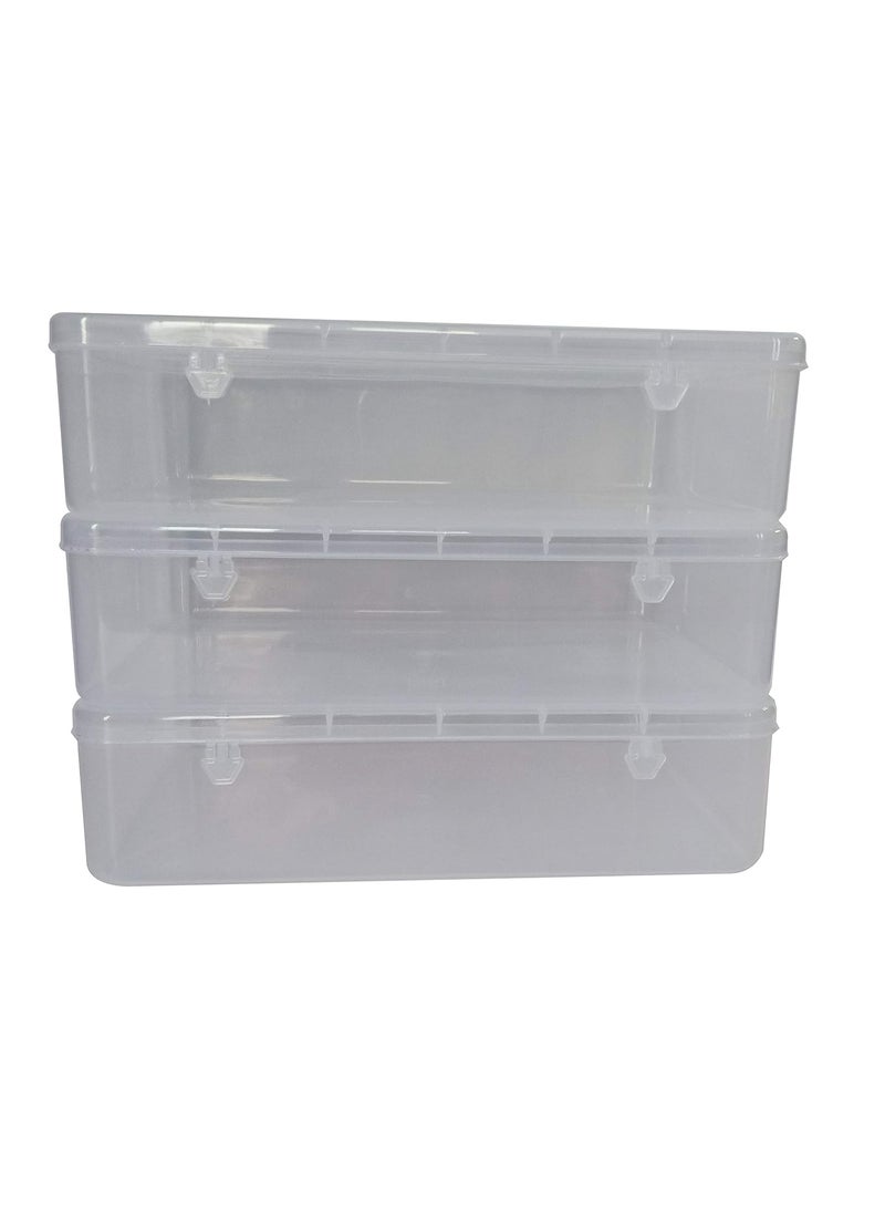 Feliz Plastic Rectangular Storage Box 3 Pieces Transparent 1025 x 675 x 25 inches