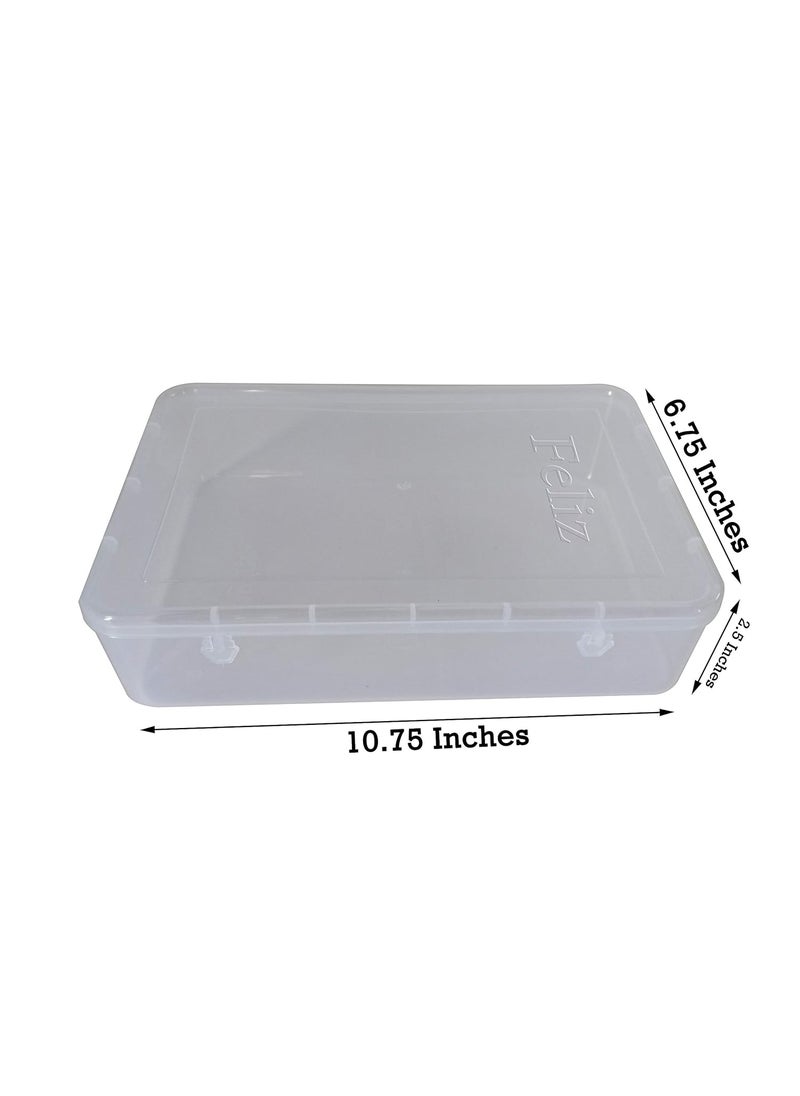 Feliz Plastic Rectangular Storage Box 3 Pieces Transparent 1025 x 675 x 25 inches